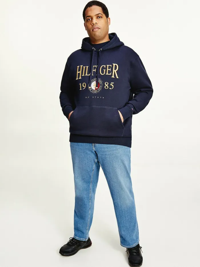 Tommy Hilfiger Plus Icons Logo Embroidery Relaxed Fit Hoody Desert Sky Mens Sweatshirts and Hoodies Fashion Tommy Hilfiger Plus Icons Logo Embroidery Relaxed Fit Hoody Desert Sky Mens Sweatshirts and Hoodies Fashion