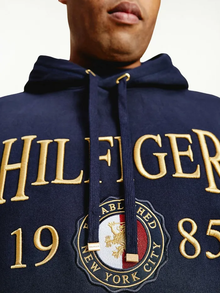 Tommy Hilfiger Plus Icons Logo Embroidery Relaxed Fit Hoody Desert Sky Mens Sweatshirts and Hoodies Fashion