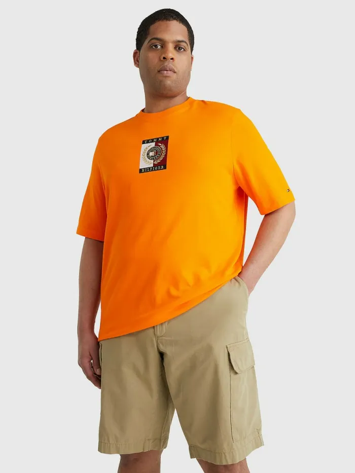 Tommy Hilfiger Plus Icons Logo TShirt Hawaiian Orange Mens Plus Size Clothing