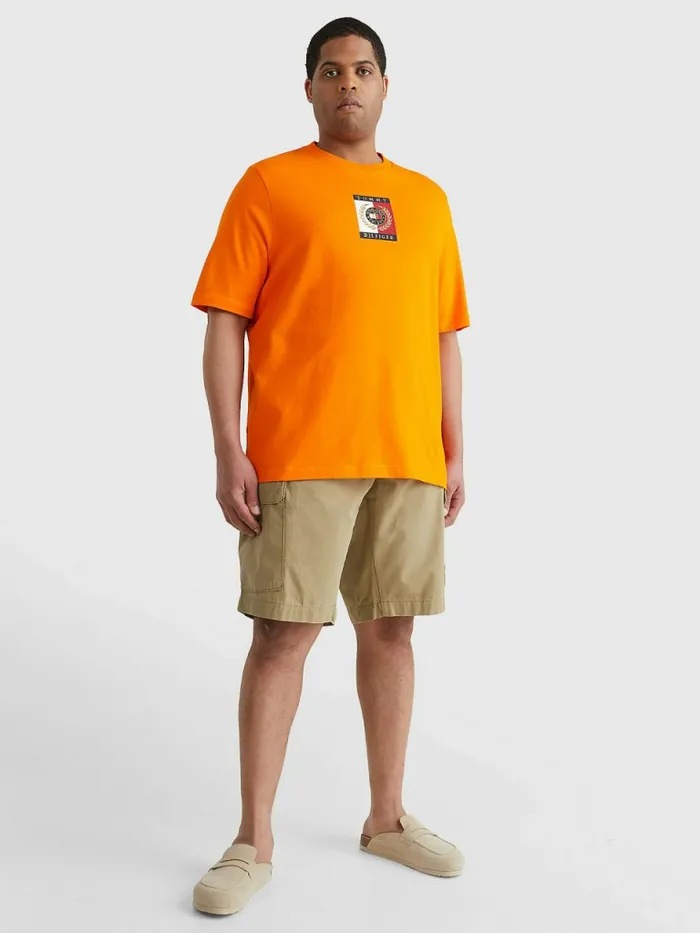 Tommy Hilfiger Plus Icons Logo TShirt Hawaiian Orange Mens Plus Size Clothing