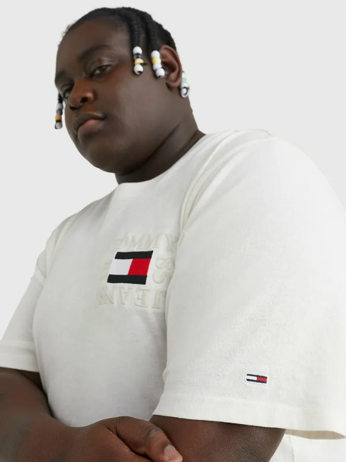 Tommy Hilfiger Plus Organic Cotton Boxy TShirt Ancient White Mens TShirts Near Me