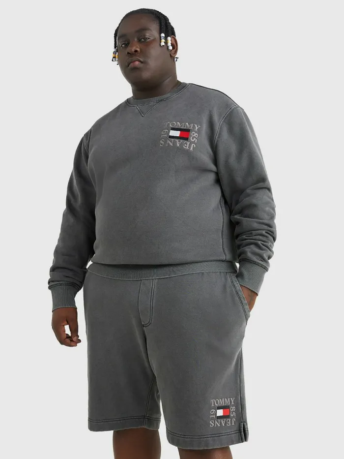 Tommy Hilfiger Plus Relaxed Crew Neck Sweatshirt Black Mens Tracksuits Popular Tommy Hilfiger Plus Relaxed Crew Neck Sweatshirt Black Mens Tracksuits Popular