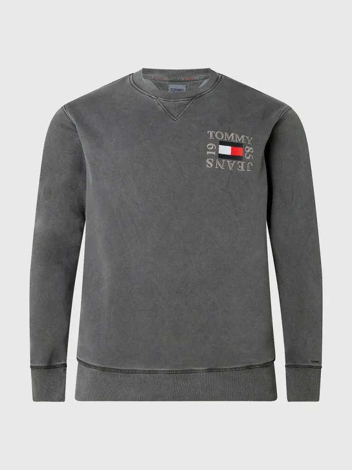 Tommy Hilfiger Plus Relaxed Crew Neck Sweatshirt Black Mens Tracksuits Popular