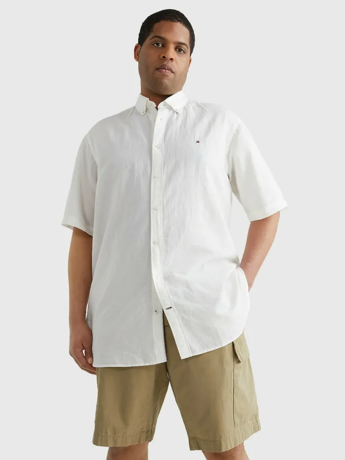 Tommy Hilfiger Plus Short Sleeve Tapered Regular Fit Shirt Feather WhiteWhite Mens Plus Size Clothing Tommy Hilfiger Plus Short Sleeve Tapered Regular Fit Shirt Feather WhiteWhite Mens Plus Size Clothing