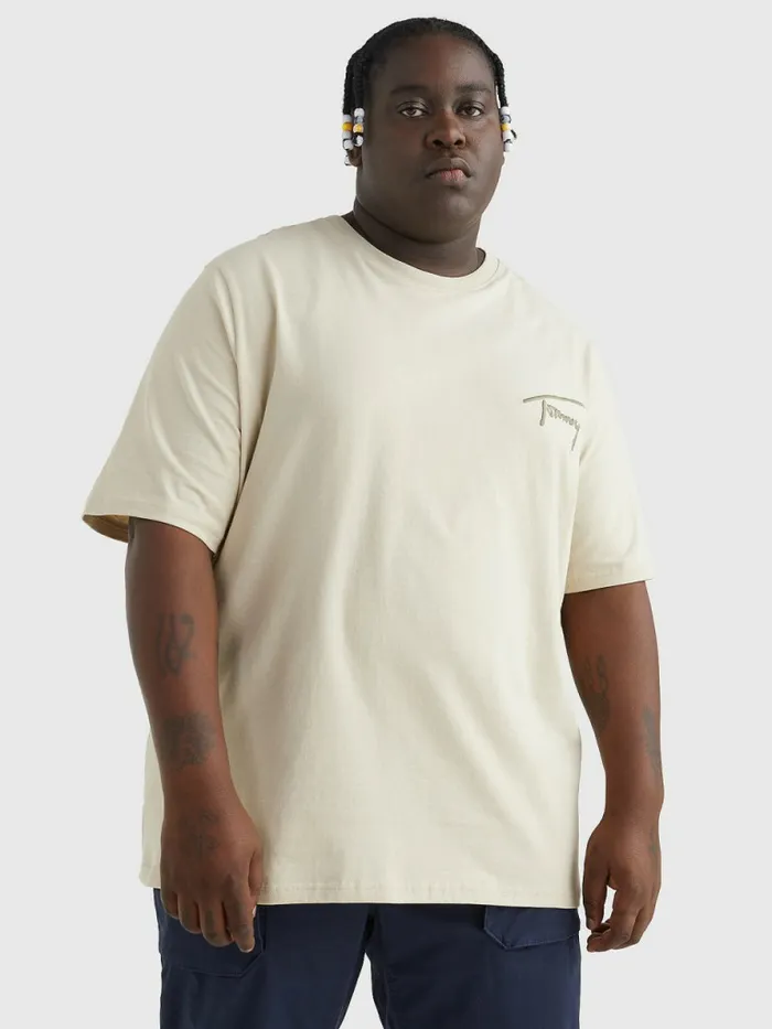 Tommy Hilfiger Plus Signature Embroidery TShirt Savannah Sand Mens TShirts Fashion Tommy Hilfiger Plus Signature Embroidery TShirt Savannah Sand Mens TShirts Fashion