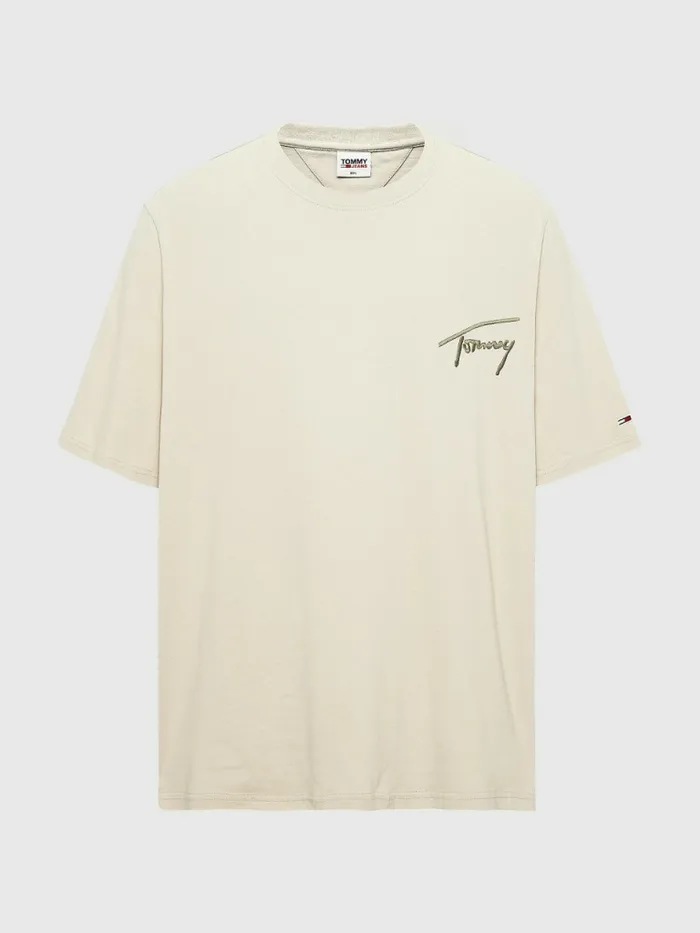 Tommy Hilfiger Plus Signature Embroidery TShirt Savannah Sand Mens TShirts Fashion