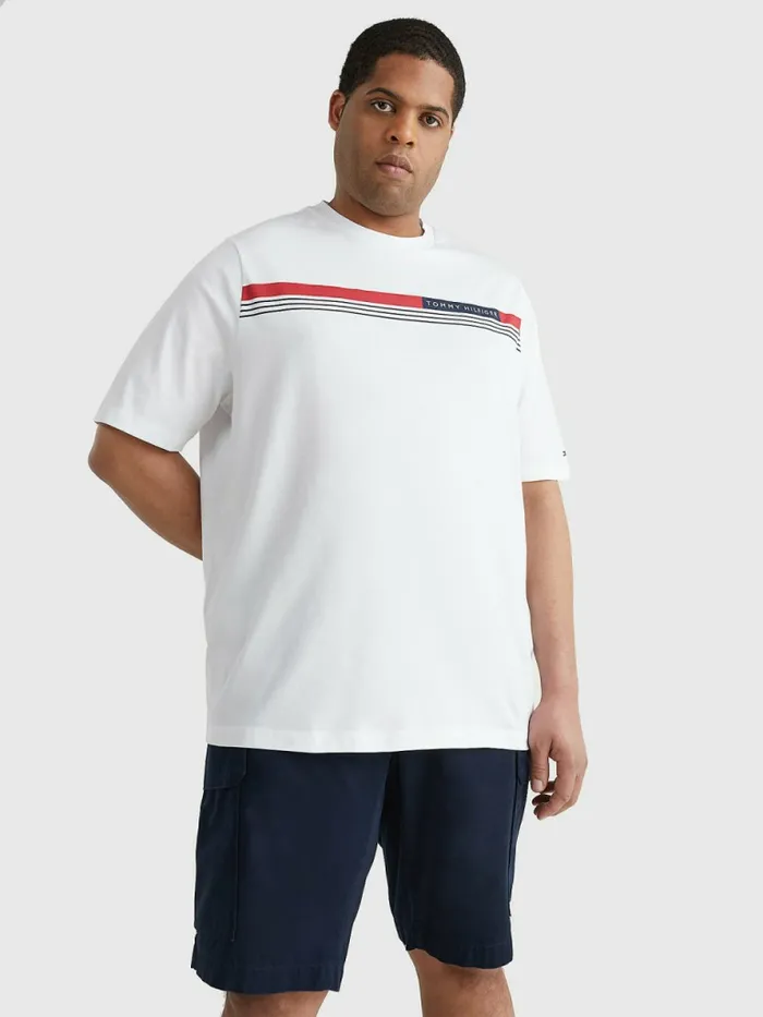 Tommy Hilfiger Plus Signature Tape TShirt White Mens Plus Size Clothing