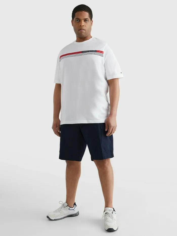 Tommy Hilfiger Plus Signature Tape TShirt White Mens Plus Size Clothing