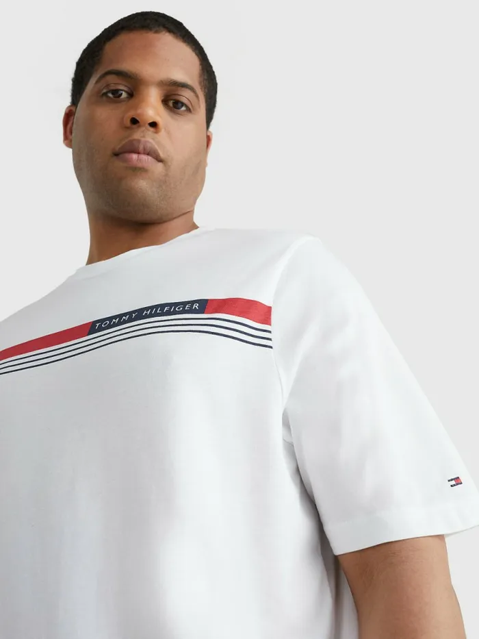 Tommy Hilfiger Plus Signature Tape TShirt White Mens Plus Size Clothing