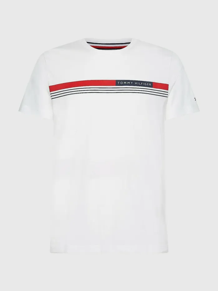 Tommy Hilfiger Plus Signature Tape TShirt White Mens Plus Size Clothing