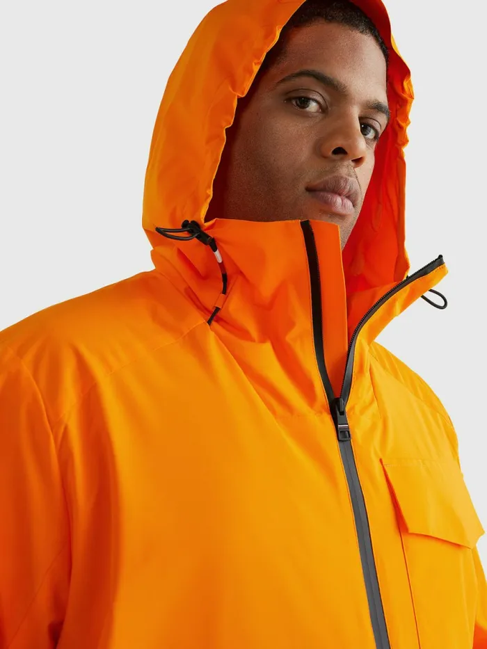 Tommy Hilfiger Plus Th Tech Warm Hooded Jacket Hawaiian Orange Mens Coats and Jackets Near Me