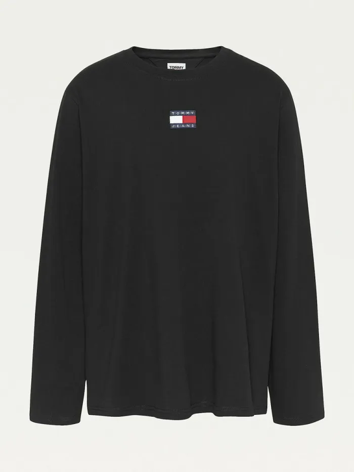 Tommy Hilfiger Plus Tommy Badge Long Sleeve TShirt Black Mens TShirts For Sale