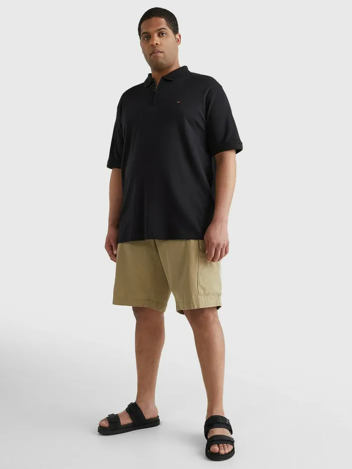 Tommy Hilfiger Plus ZipThru Polo Black Mens Plus Size Clothing