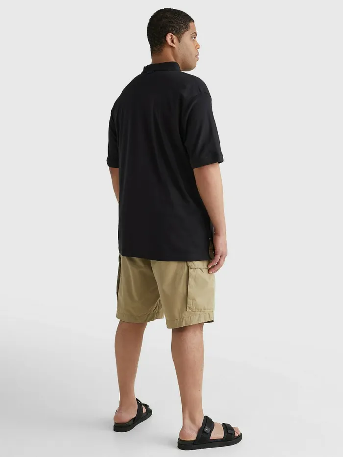 Tommy Hilfiger Plus ZipThru Polo Black Mens Plus Size Clothing