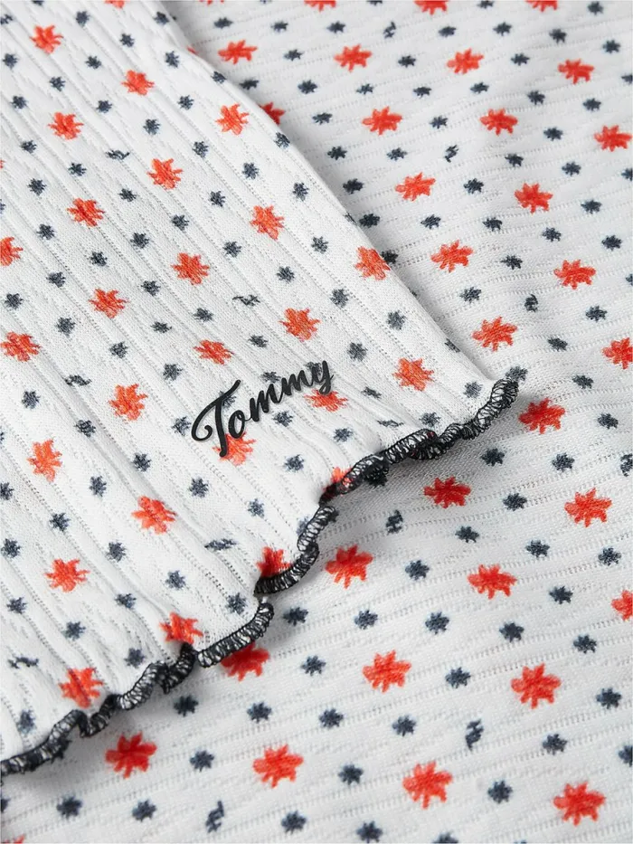 Tommy Hilfiger Pointelle Frill TShirt Ditsy Paint Floral Womens Lounge and Nightwear