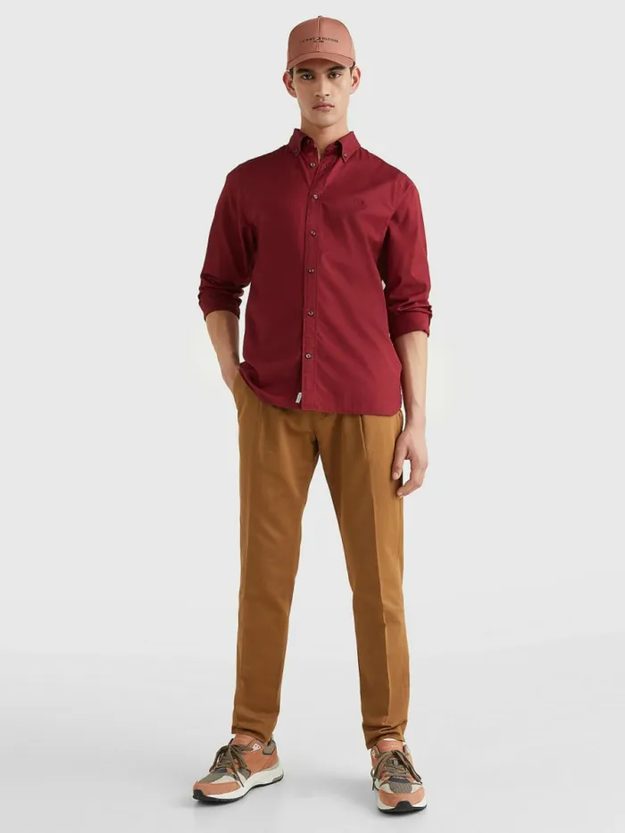 Tommy Hilfiger Poplin Regular Fit Shirt Rouge Mens Shirts Sale