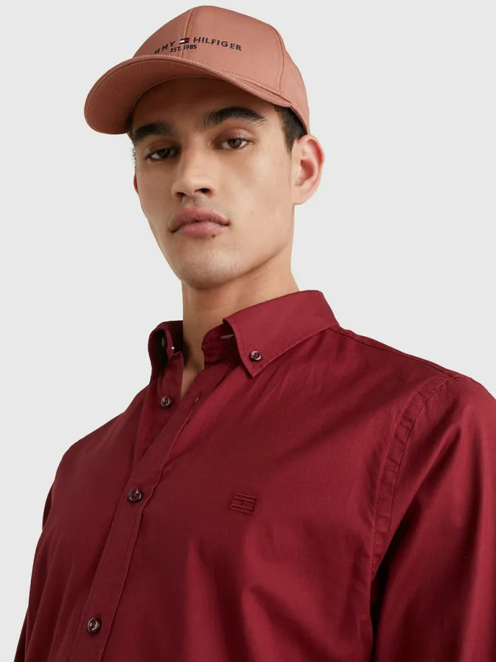 Tommy Hilfiger Poplin Regular Fit Shirt Rouge Mens Shirts Sale