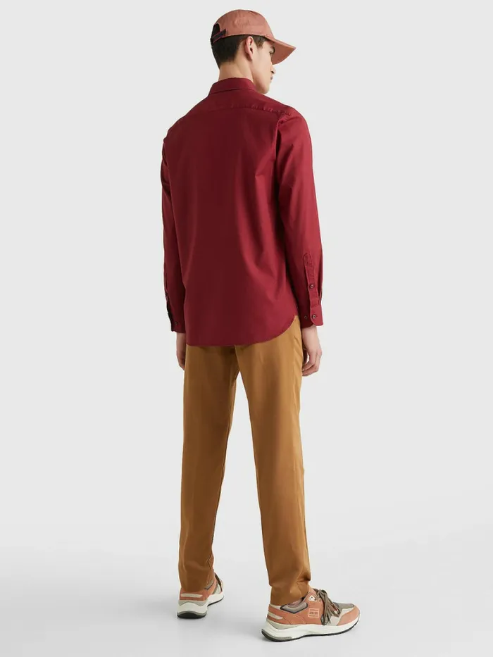 Tommy Hilfiger Poplin Regular Fit Shirt Rouge Mens Shirts Sale