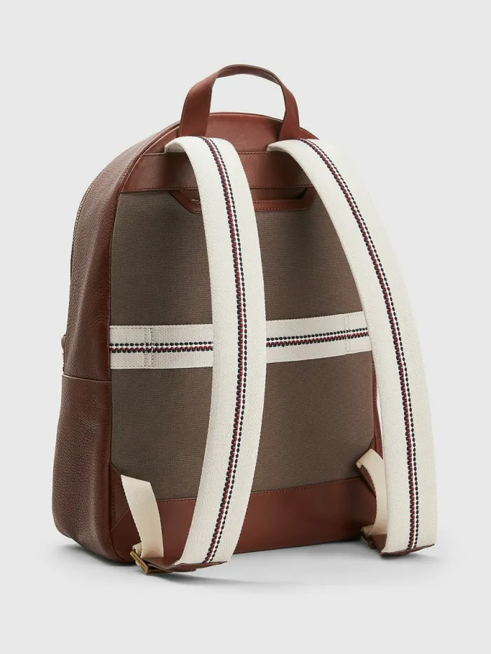 Tommy Hilfiger Premium Pebble Grain Leather Backpack British Tan Mens Bags Online
