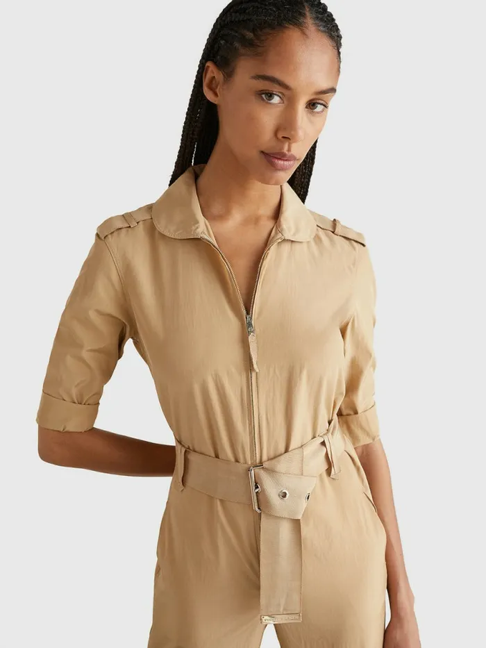Tommy Hilfiger Prep Belted Jumpsuit Desert Womens Dresses and Jumpsuits Popular