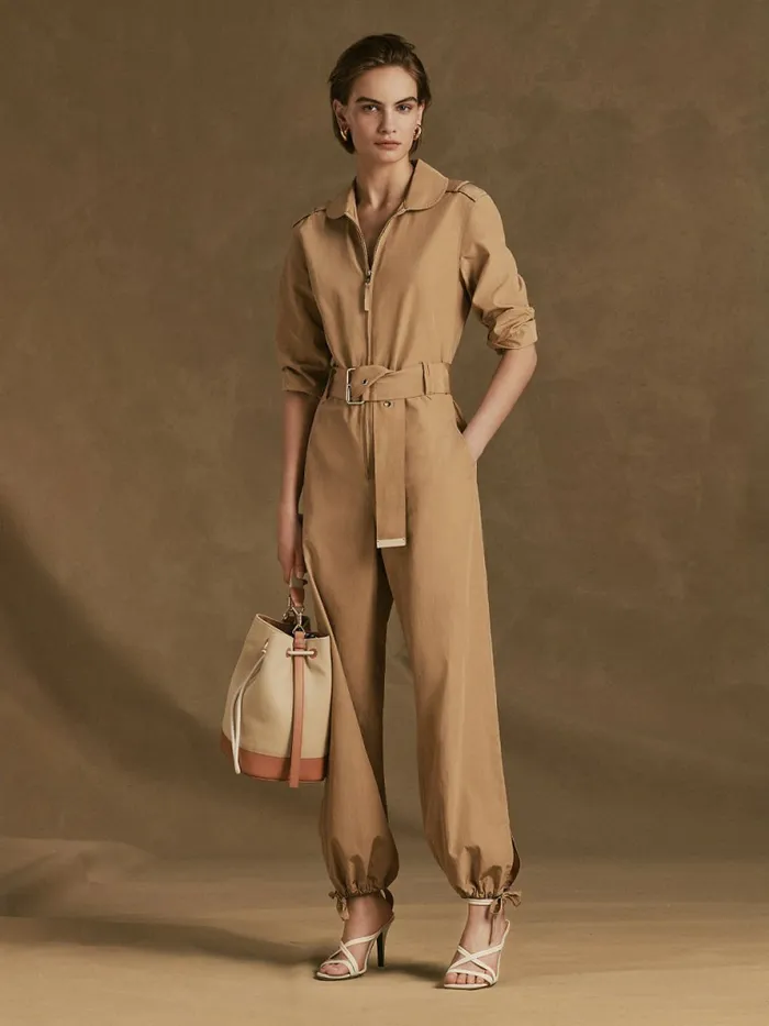 Tommy Hilfiger Prep Belted Jumpsuit Desert Womens Dresses and Jumpsuits Popular
