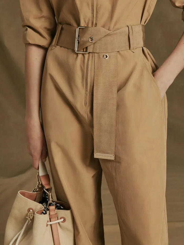 Tommy Hilfiger Prep Belted Jumpsuit Desert Womens Dresses and Jumpsuits Popular