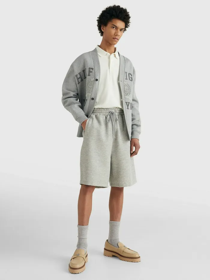 Tommy Hilfiger Prep Crest Logo Embroidery Shorts Mid Grey Heather Mens Shorts Cheap On Sale