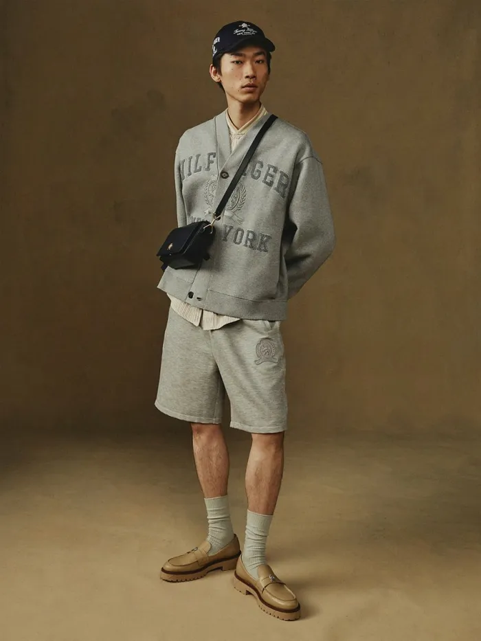 Tommy Hilfiger Prep Crest Logo Embroidery Shorts Mid Grey Heather Mens Shorts Cheap On Sale