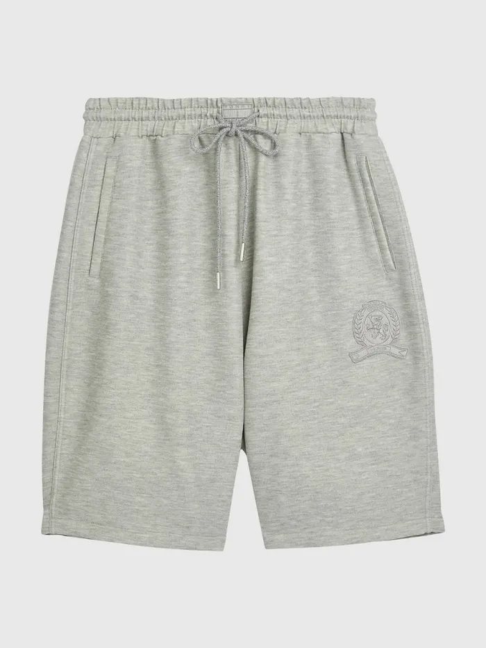 Tommy Hilfiger Prep Crest Logo Embroidery Shorts Mid Grey Heather Mens Shorts Cheap On Sale