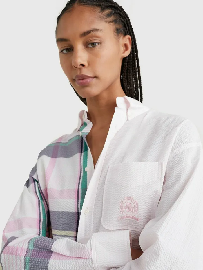 Tommy Hilfiger Prep Crest Madras Check Seersucker Shirt Light Pastel Pink Womens Shirts and Blouses Online