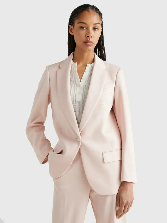 Tommy Hilfiger Prep Crest Tailored Blazer Whimsy Pink Womens Blazers