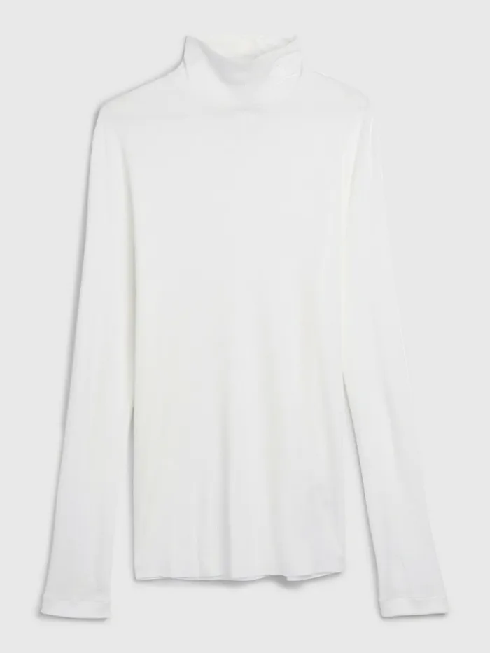 Tommy Hilfiger Prep Long Sleeve Crest Turtleneck Ecru Mens TShirts Popular