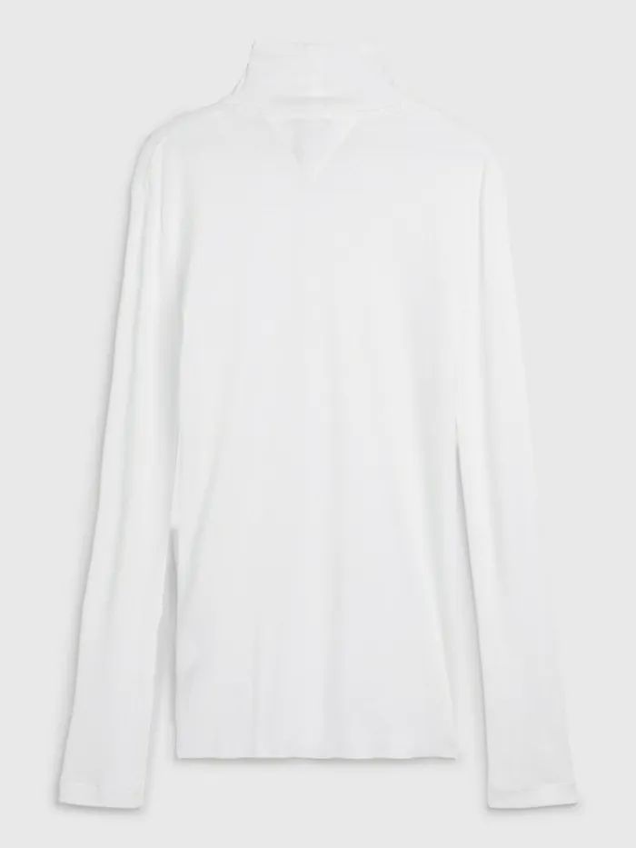 Tommy Hilfiger Prep Long Sleeve Crest Turtleneck Ecru Mens TShirts Popular