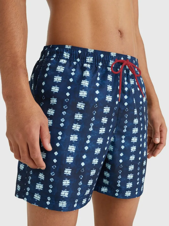 Tommy Hilfiger Print Drawstring Mid Length Swim Shorts Tommy Flag Shibori Print Mens Swimwear For Sale Tommy Hilfiger Print Drawstring Mid Length Swim Shorts Tommy Flag Shibori Print Mens Swimwear For Sale