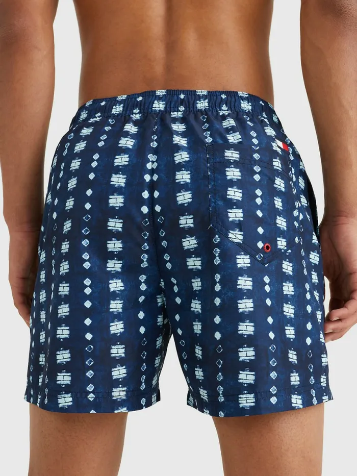 Tommy Hilfiger Print Drawstring Mid Length Swim Shorts Tommy Flag Shibori Print Mens Swimwear For Sale