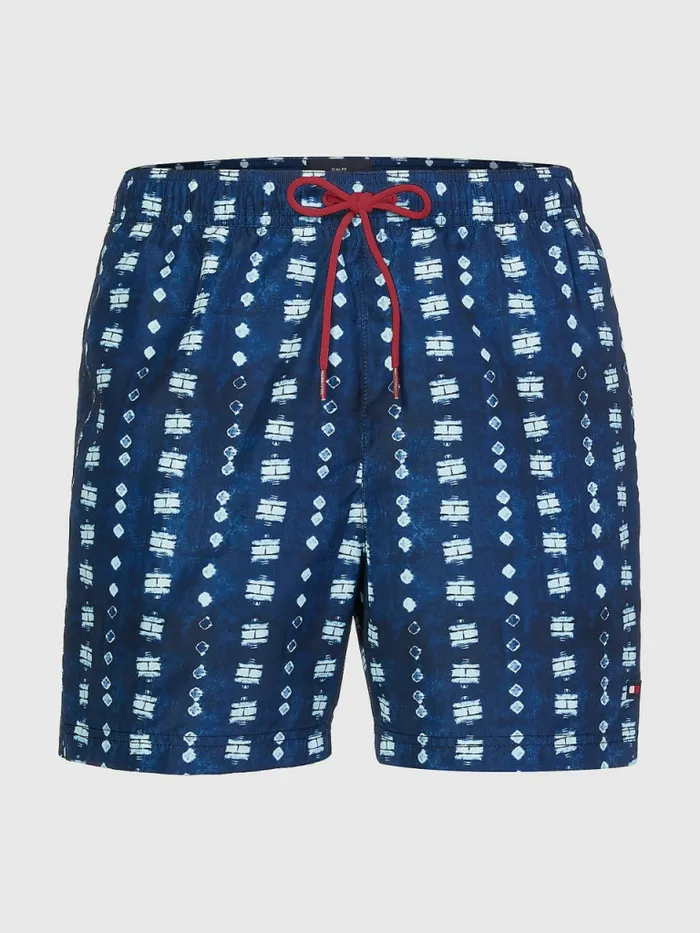 Tommy Hilfiger Print Drawstring Mid Length Swim Shorts Tommy Flag Shibori Print Mens Swimwear For Sale