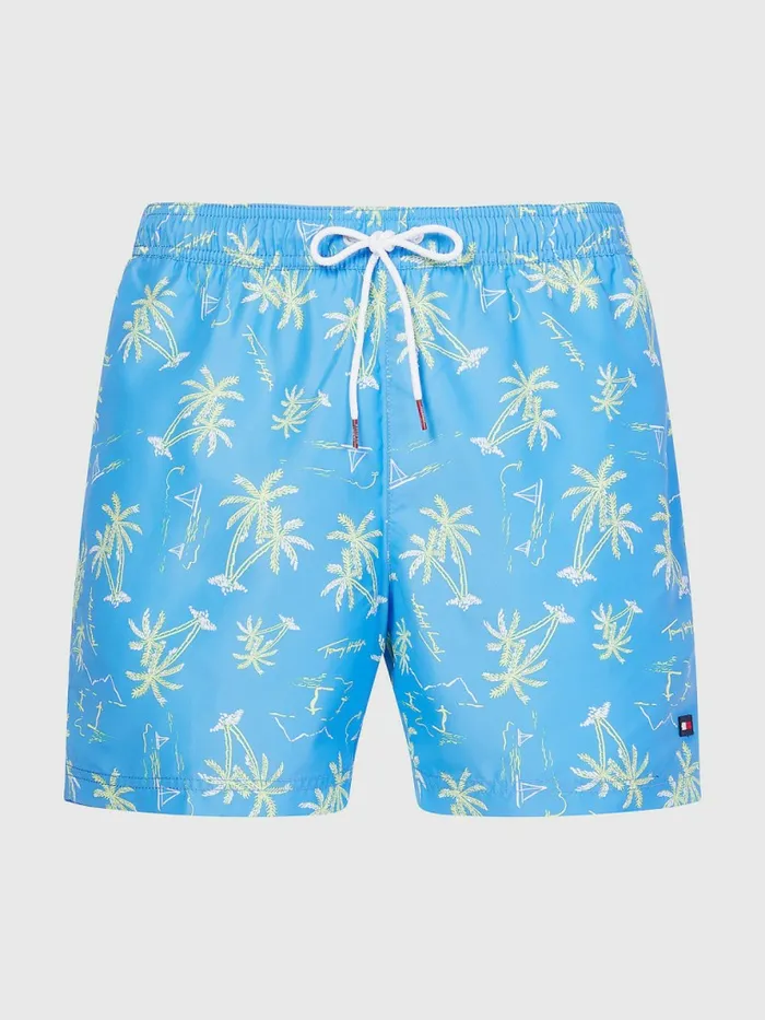 Tommy Hilfiger Print Drawstring Mid Length Swim Shorts Tommy Palm Surf Print Mens Swimwear Sale