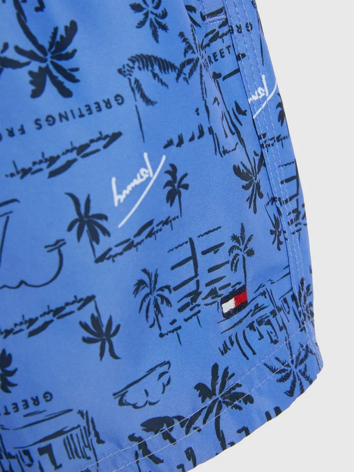Tommy Hilfiger Print Mid Length Swim Shorts Greetings From Tommy Boys Swimwear Online