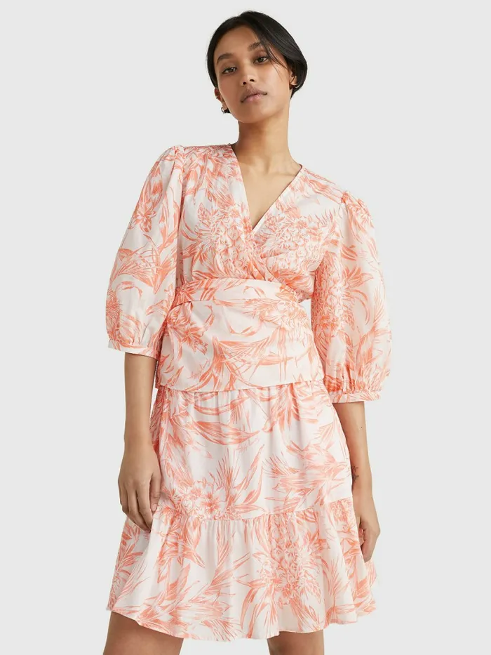 Tommy Hilfiger Print Regular Fit Wrap Blouse Pineapple IslandSunset Peach Womens Shirts and Blouses Cheap On Sale Tommy Hilfiger Print Regular Fit Wrap Blouse Pineapple IslandSunset Peach Womens Shirts and Blouses Cheap On Sale