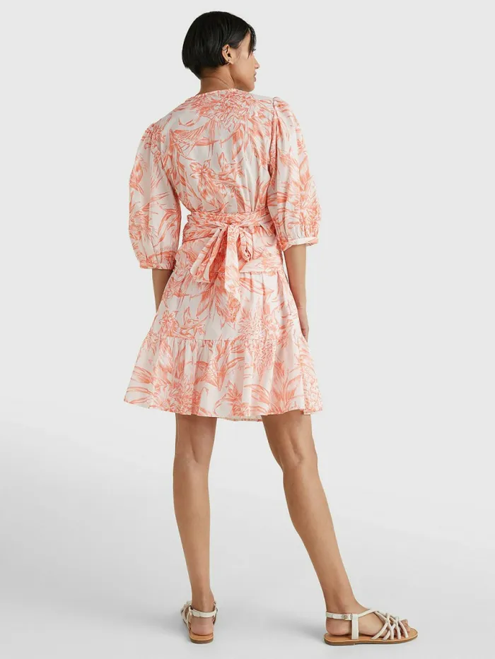 Tommy Hilfiger Print Regular Fit Wrap Blouse Pineapple IslandSunset Peach Womens Shirts and Blouses Cheap On Sale