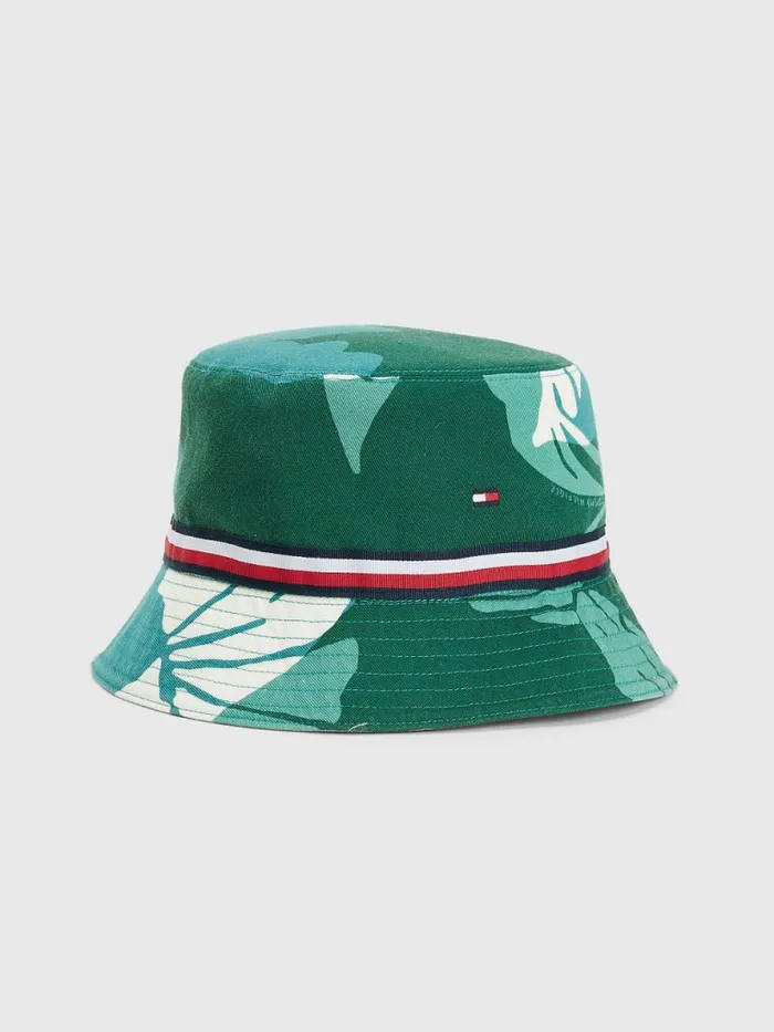 Tommy Hilfiger Print Reversible Bucket Hat Palm PrintMint Essence Mens Hats and Scarves Casaul Tommy Hilfiger Print Reversible Bucket Hat Palm PrintMint Essence Mens Hats and Scarves Casaul