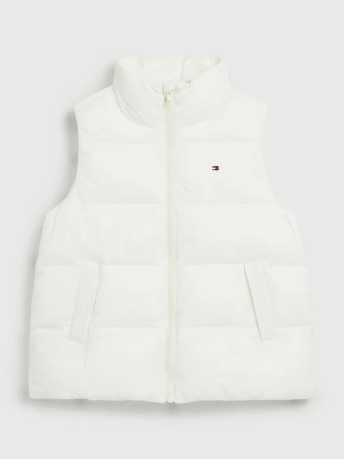 Tommy Hilfiger Puffer ZipThru Vest Ecru Girls Coats and Jackets Online
