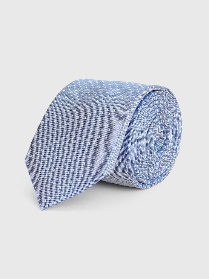 Tommy Hilfiger Pure Silk Micro Dot Tie Light BlueWhite Mens Ties and Pocket Squares