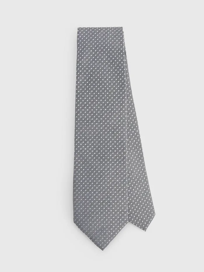 Tommy Hilfiger Pure Silk Micro Dot Tie Light GreyWhite Mens Ties and Pocket Squares
