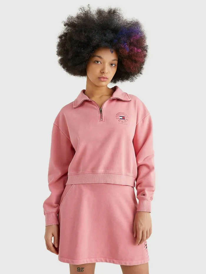 Tommy Hilfiger Quarter Zip Relaxed Fit Sweatshirt Garden Rose Womens Sweatshirts and Hoodies Online Tommy Hilfiger Quarter Zip Relaxed Fit Sweatshirt Garden Rose Womens Sweatshirts and Hoodies Online