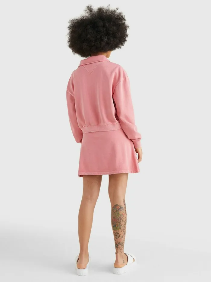 Tommy Hilfiger Quarter Zip Relaxed Fit Sweatshirt Garden Rose Womens Sweatshirts and Hoodies Online
