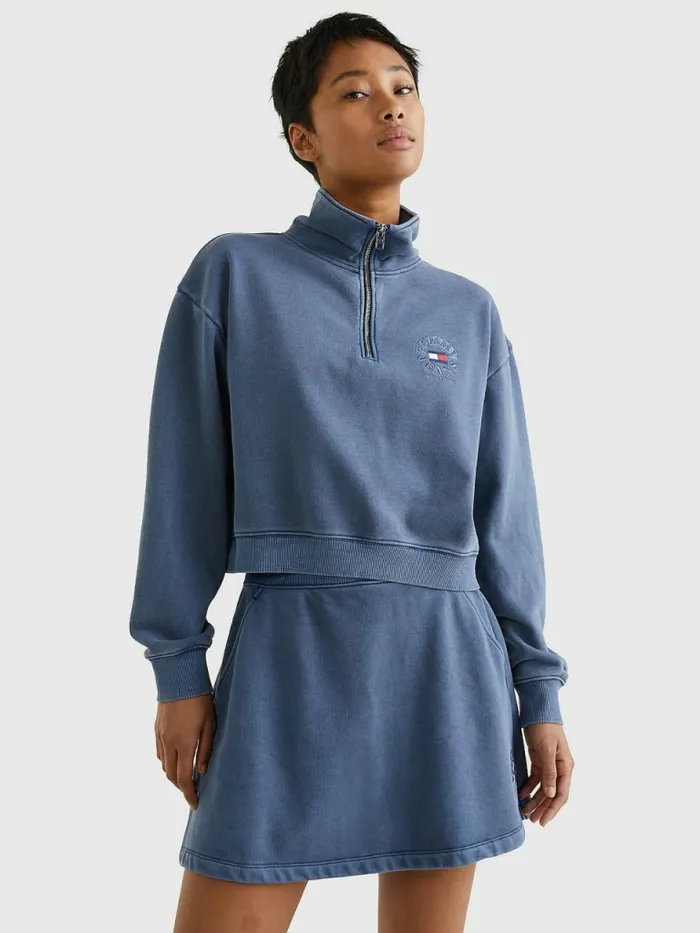 Tommy Hilfiger Quarter Zip Relaxed Fit Sweatshirt Twilight Navy Womens Sweatshirts and Hoodies Online Tommy Hilfiger Quarter Zip Relaxed Fit Sweatshirt Twilight Navy Womens Sweatshirts and Hoodies Online