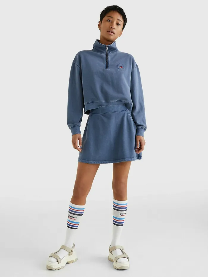 Tommy Hilfiger Quarter Zip Relaxed Fit Sweatshirt Twilight Navy Womens Sweatshirts and Hoodies Online