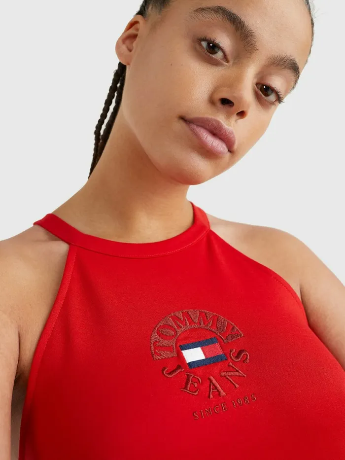 Tommy Hilfiger Racerback Bodycon Dress Deep Crimson Womens Dresses and Jumpsuits Cheap On Sale