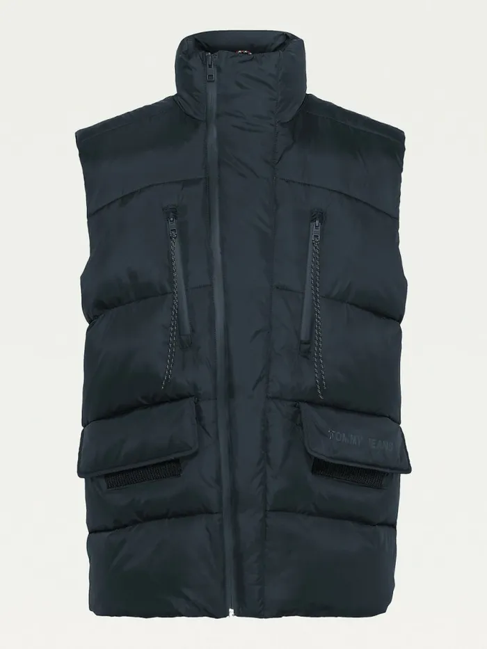 Tommy Hilfiger Recycled Asymmetric Down Vest Black Mens Coats and Jackets Gift for Friend